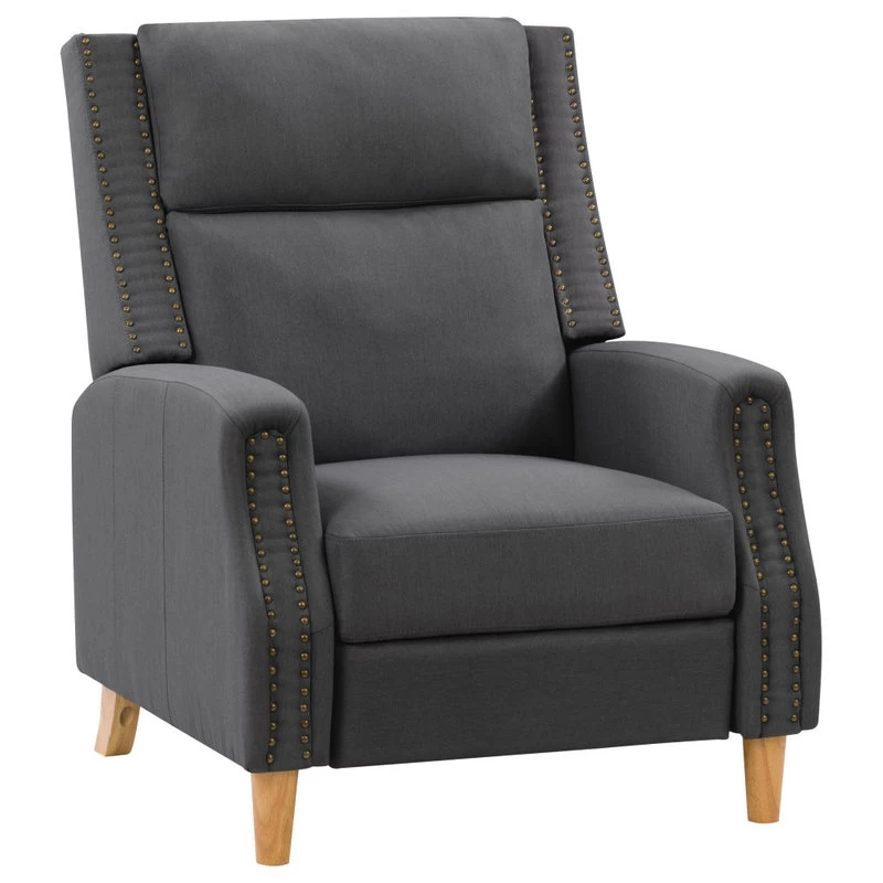 CorLiving Lynwood Recliner Chair With Nail Head Trim, Dark Grey - Image 2
