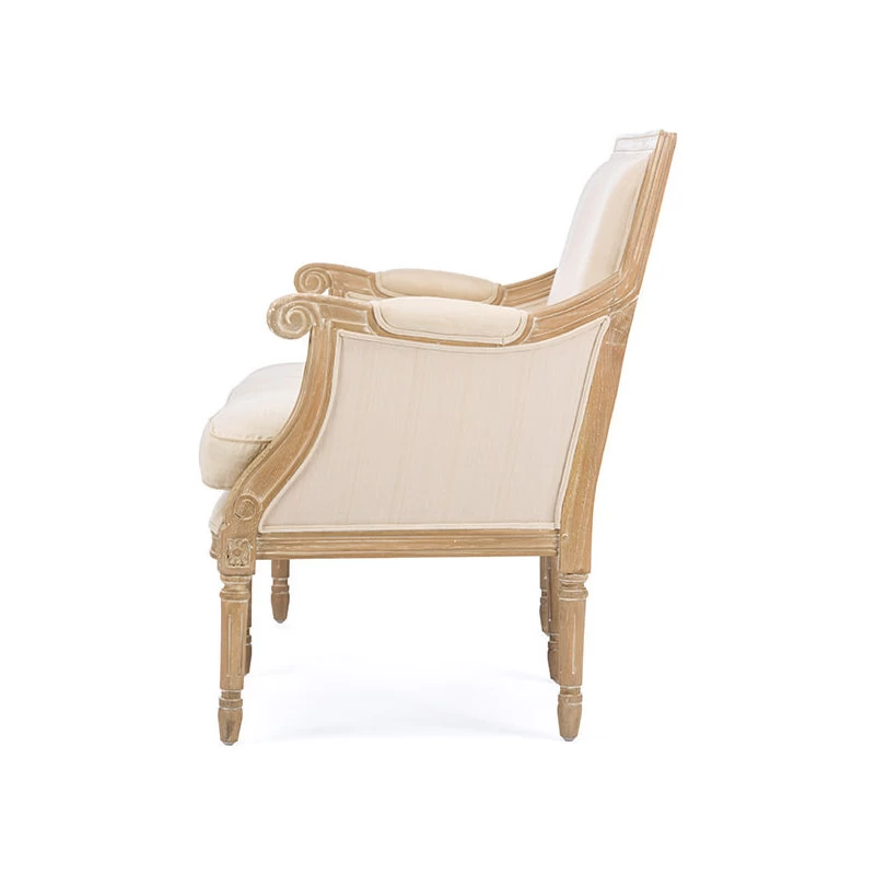 Baxton Studio Chavanon Wood And Light Beige Linen Traditional French Loveseat - Image 5