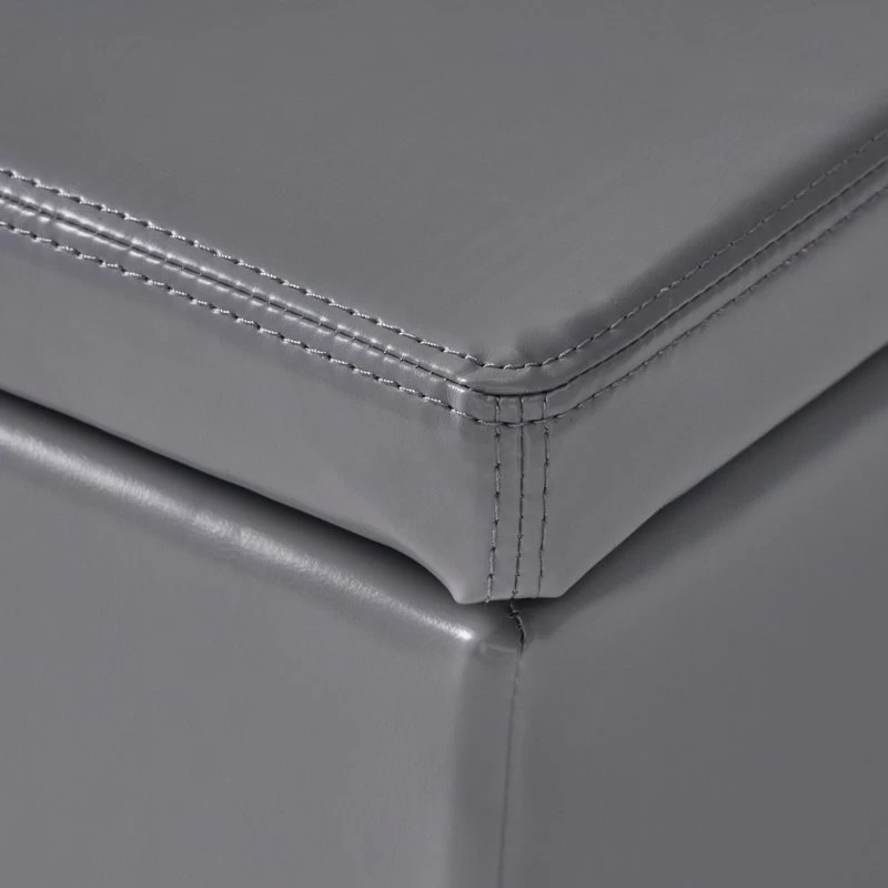 GDF Studio Skyler Beige Fabric Storage Ottoman Bench, Gray - Image 7