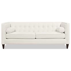Jack 84" Modern Tuxedo Tufted Sofa, Cloud White Performance Velvet