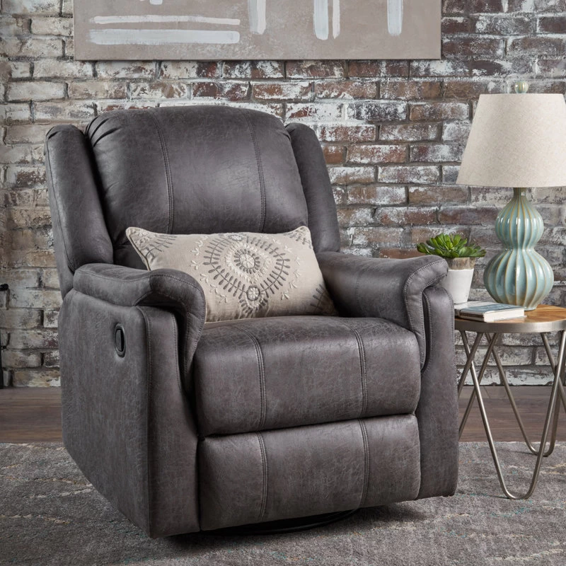 GDF Studio Jemma Tufted Slate Microfiber Swivel Gliding Recliner - Image 2