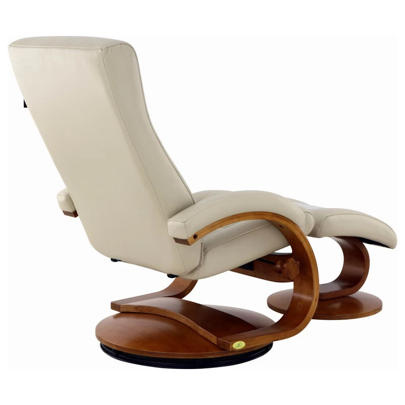 Hamilton Recliner And Ottoman In Beige Air Leather - Image 3