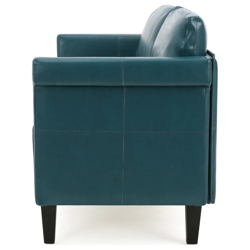 GDF Studio Harbison Leather Loveseat Settee, Teal - Image 8