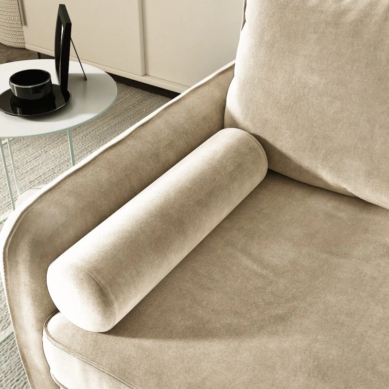 The Audrey I Velvet Round Arm Sofa, Ivory White - Image 4