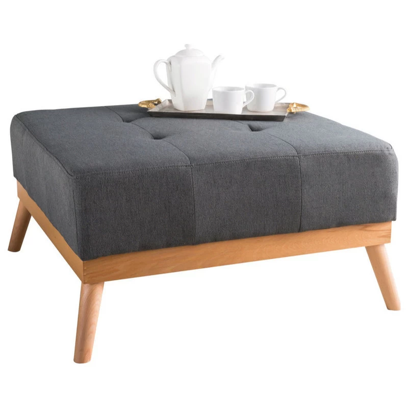 GDF Studio Lou Mid-Century Fabric Ottoman, Oxford Gray