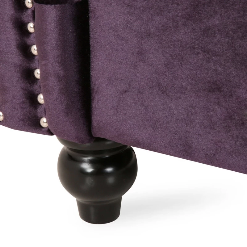 Annabelle 7 Seater Velvet Tufted Chesterfield Sectional, Blackberry, Dark Brown - Image 5