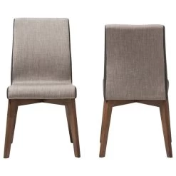 Baxton Studio Kimberly Beige And Brown Fabric Set Of 2 Dining Chair
