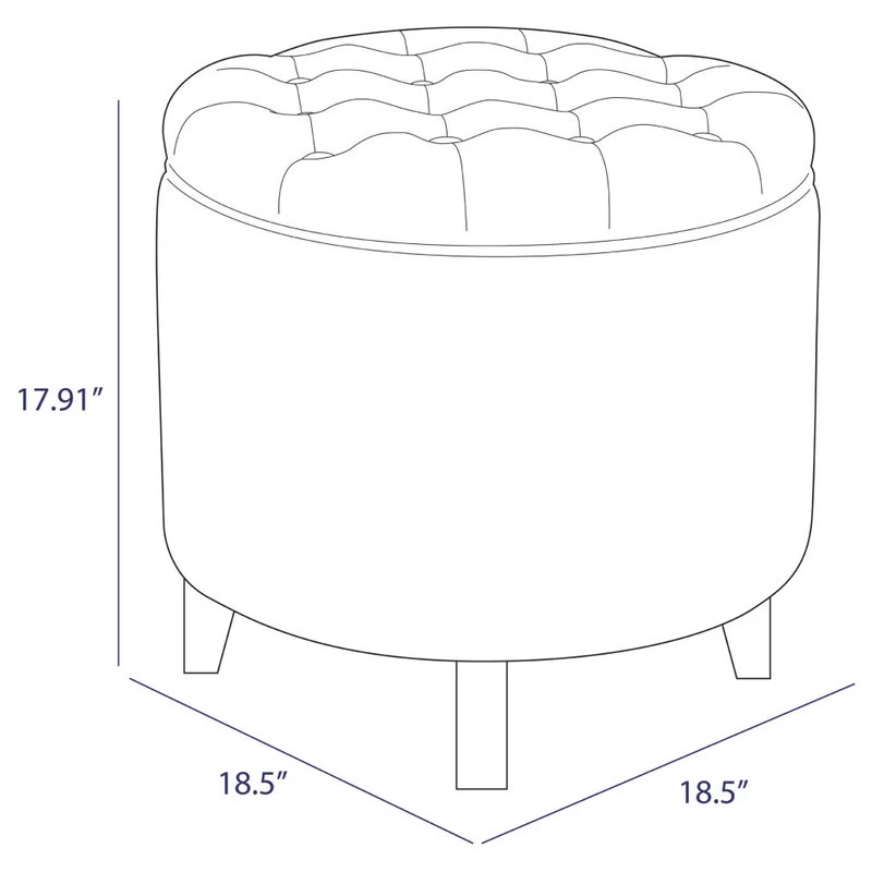 Storage Ottoman With Button Tufted Accents, Navy Blue - Image 5