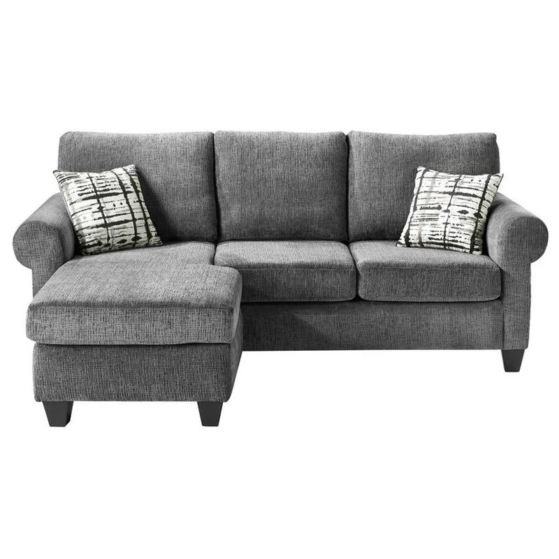 Lexicon Desboro Reversible Chenille Fabric Sectional With Chaise In Gray - Image 3