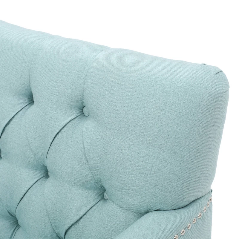 GDF Studio Madene Tufted Back Fabric/Microfiber Club Chair, Light Blue - Image 8