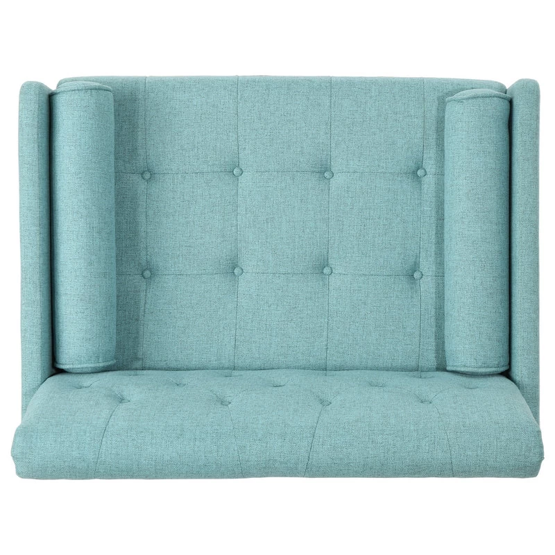 Nour Fabric Mid-Century Modern Club Chair, Blue/Dark Walnut - Image 8