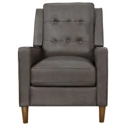 Hammond Mid-Century Leather Pushback Recliner, Gray