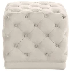 Stella Velvet Ottoman/Stool, Cream