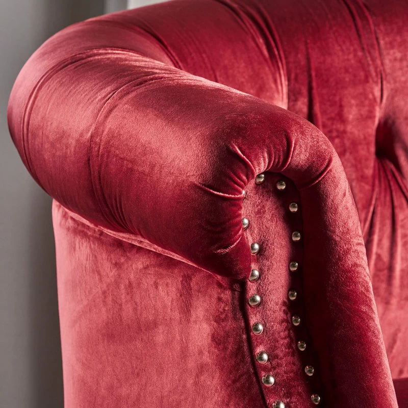 Melaina Tufted Chesterfield Velvet Loveseat With Scrolled Arms - Image 3