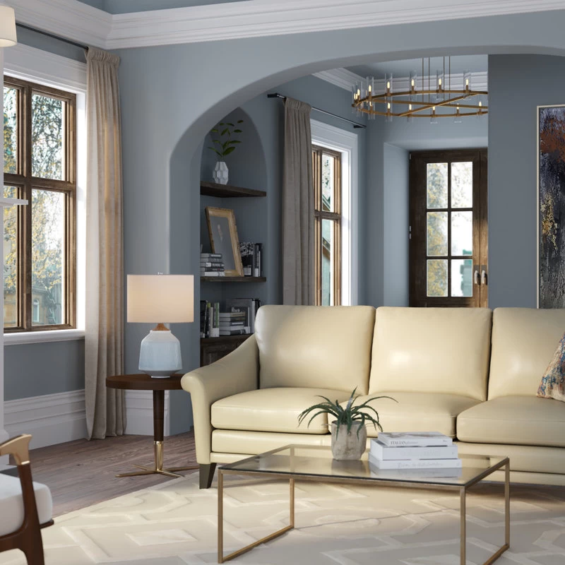 Sienna Genuine Leather Midcentury Modern Sofa, Beige - Image 8