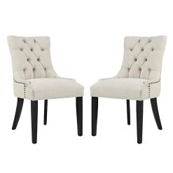 Regent Dining Side Chair Fabric Set Of 2, Beige