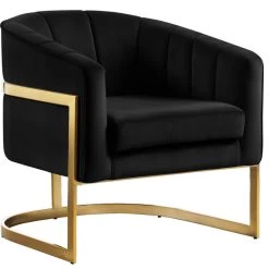 Carter Velvet Accent Chair, Black