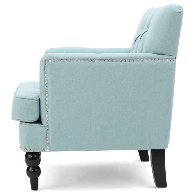 GDF Studio Madene Tufted Back Fabric/Microfiber Club Chair, Light Blue - Image 9