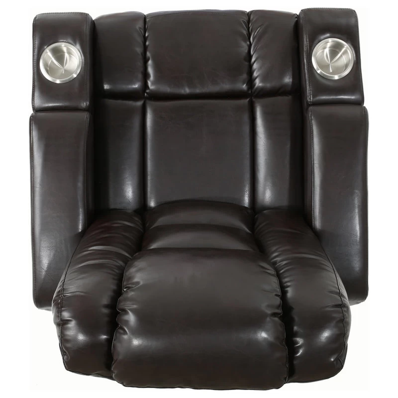GDF Studio Everette Brown Leather Power Recliner With Arm Storage And USB Cord - Image 8
