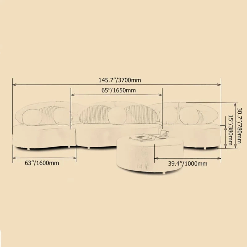 Modern 7-Seat Modular Sofa Velvet Upholstered Modular Sofa With Ottoman & Pillow - Image 11