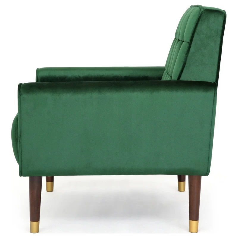 GDF Studio Betsy Modern Button-Tufted Waffle Stitching Velvet Armchair, Emerald - Image 6