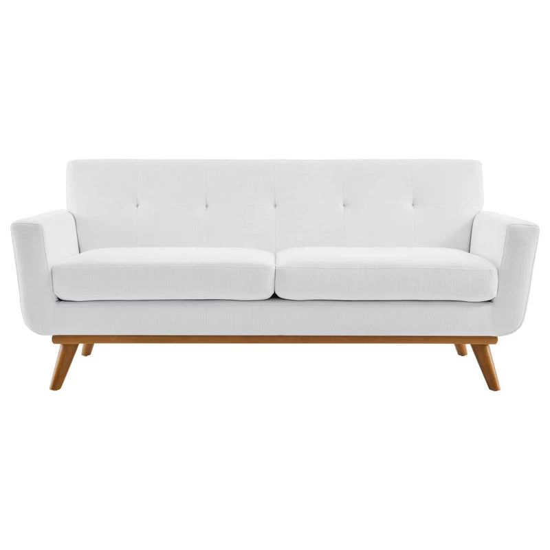 Engage Upholstered Fabric Loveseat, White - Image 4