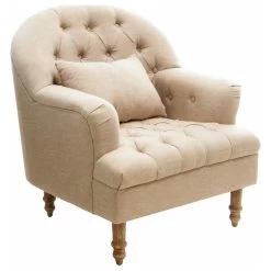GDF Studio Nelson Tufted Fabric Arm Chair, Beige