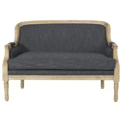 Alton Fabric Upholstered Loveseat, Charcoal And Natural