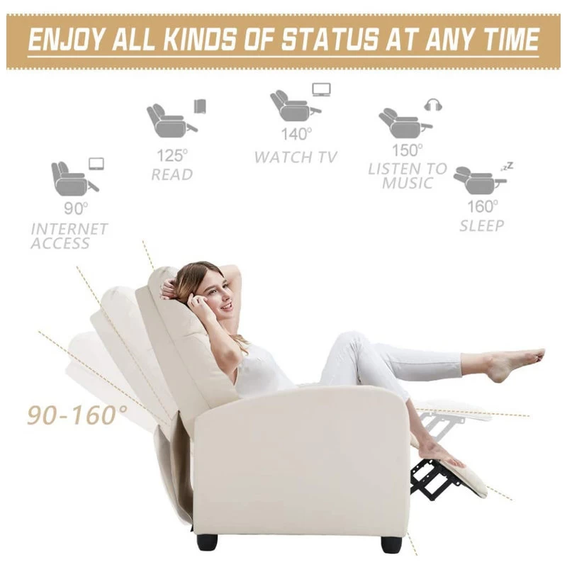 Modern Recliner Chair For Living Room, Beige - Image 4