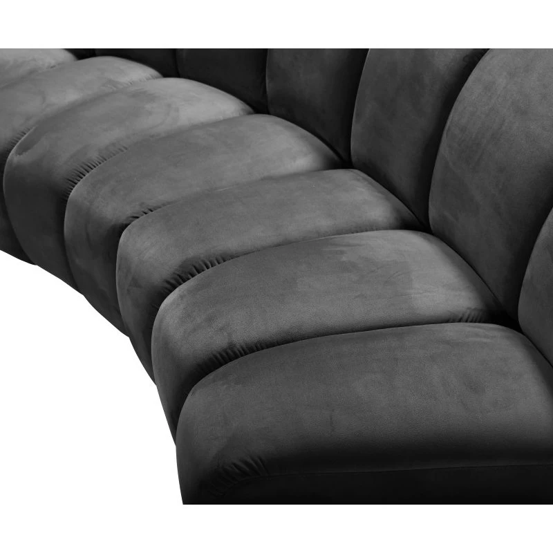 Infinity Channel Tufted Velvet Modular Chair, Gray, 5 Piece - Image 10