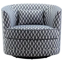 Dmitri Swivel Barrel Chair, Navy, White