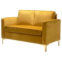 Upholstered Sofa With Loose Back, Mustard