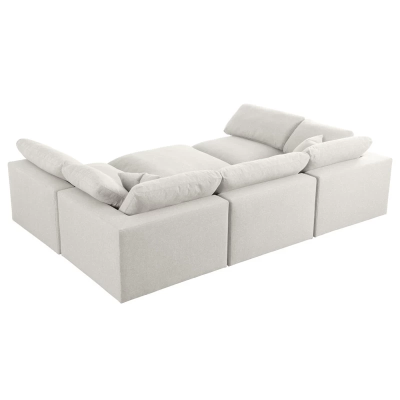 Serene Cloud-Like Comfort Modular Sectional, Cream, 5-Seater And 1 Ottoman - Image 4