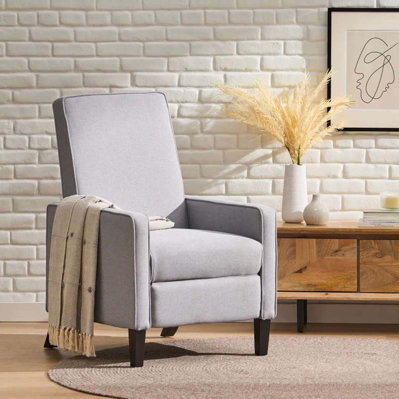 GDF Studio Drake Light Gray Fabric Recliner Club Chair - Image 2