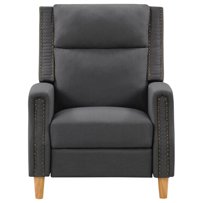 CorLiving Lynwood Recliner Chair With Nail Head Trim, Dark Grey