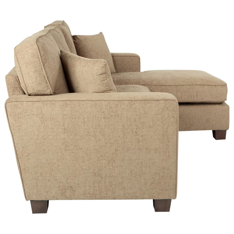 Russell Sectional, Earth Fabric With 2 Pillows And Coffeeed Legs - Image 2