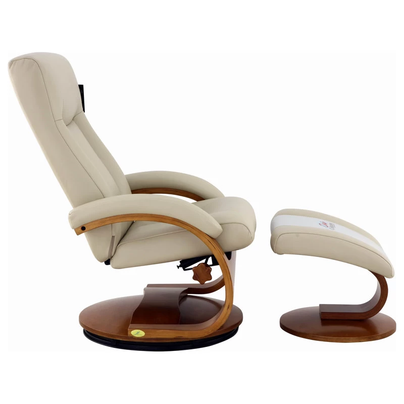 Hamilton Recliner And Ottoman In Beige Air Leather - Image 4