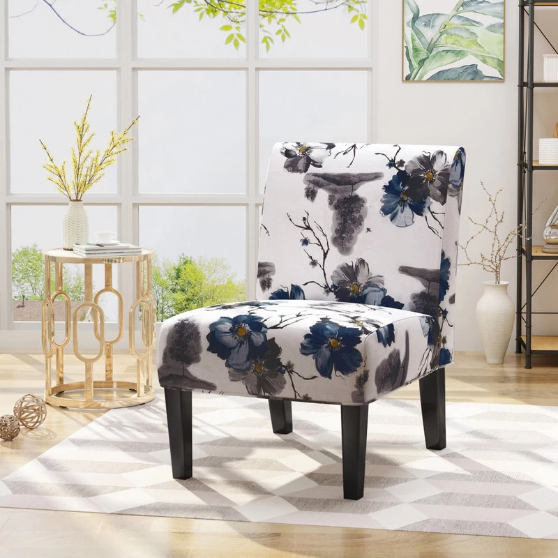 GDF Studio Kendal Fabric Grand Accent Chair, Print/Matte Black - Image 2