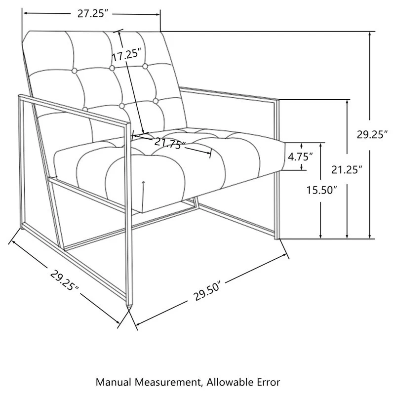 29.25"H PU Leather Tufted Accent Chair, Brown - Image 6