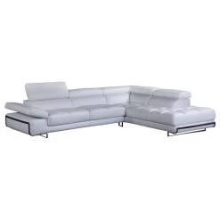 Divani Casa Myst Modern Eco Leather & Metal Right Facing Sectional Sofa In White