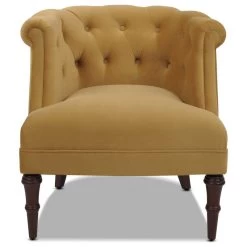 Katherine Tufted Accent Chair, Mustard Gold Velvet