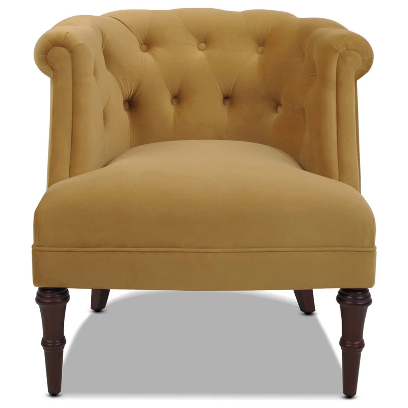 Katherine Tufted Accent Chair, Mustard Gold Velvet