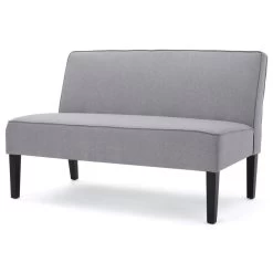 GDF Studio Charlotte Modern Simple Elegant Fabric Loveseat, Light Gray/Matte Black