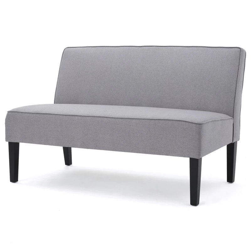 GDF Studio Charlotte Modern Simple Elegant Fabric Loveseat, Light Gray/Matte Black
