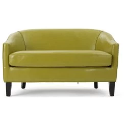 GDF Studio Isolde Modern Petite Loveseat, Green Leather