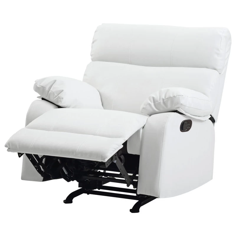 Clarke Rocker Recliner, White/Faux Leather