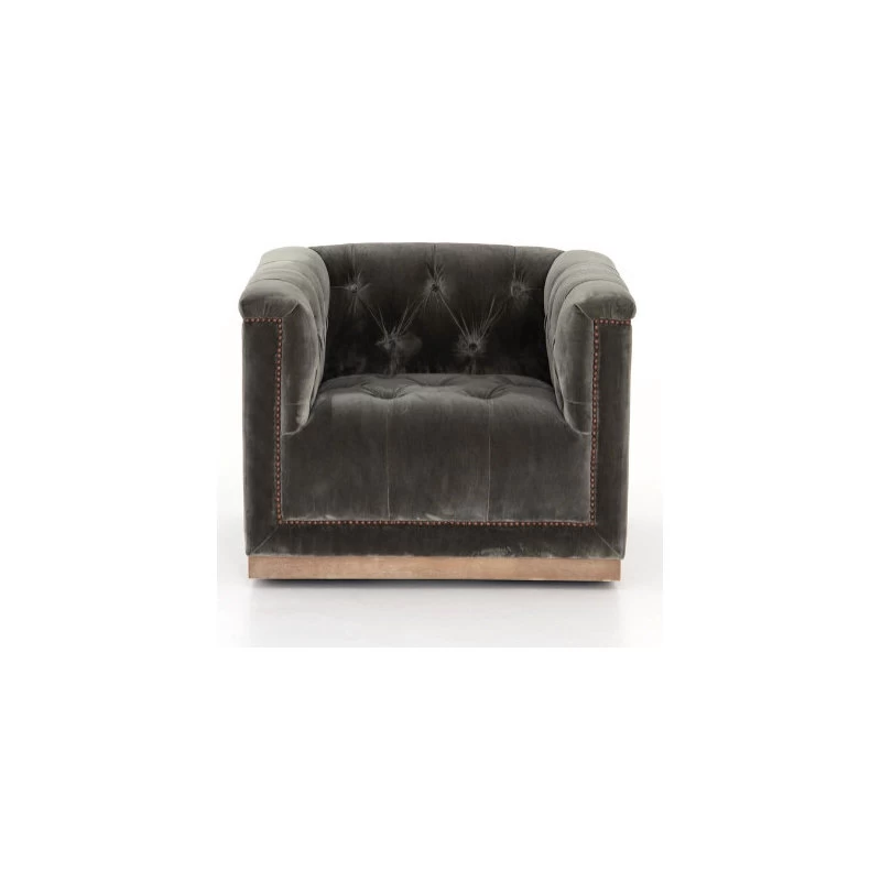 Maxx Birch Brown Tufted Modern Swivel Club Chair - Image 2