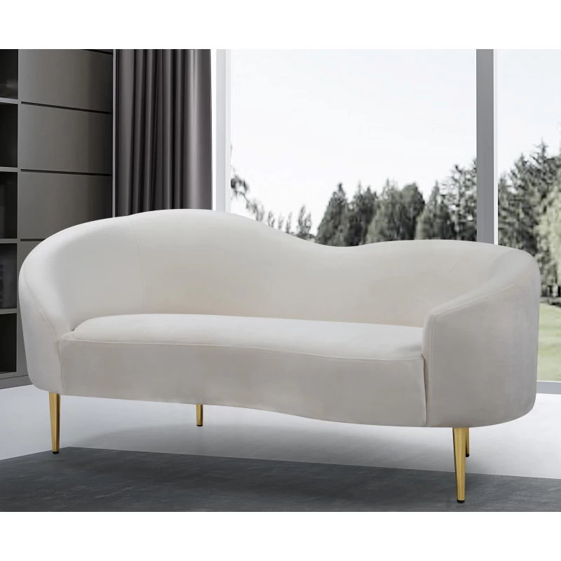 Ritz Velvet Loveseat, Cream - Image 2