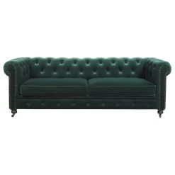 Winston 91" Tufted Chesterfield Sofa, Forest Green Performance Velvet