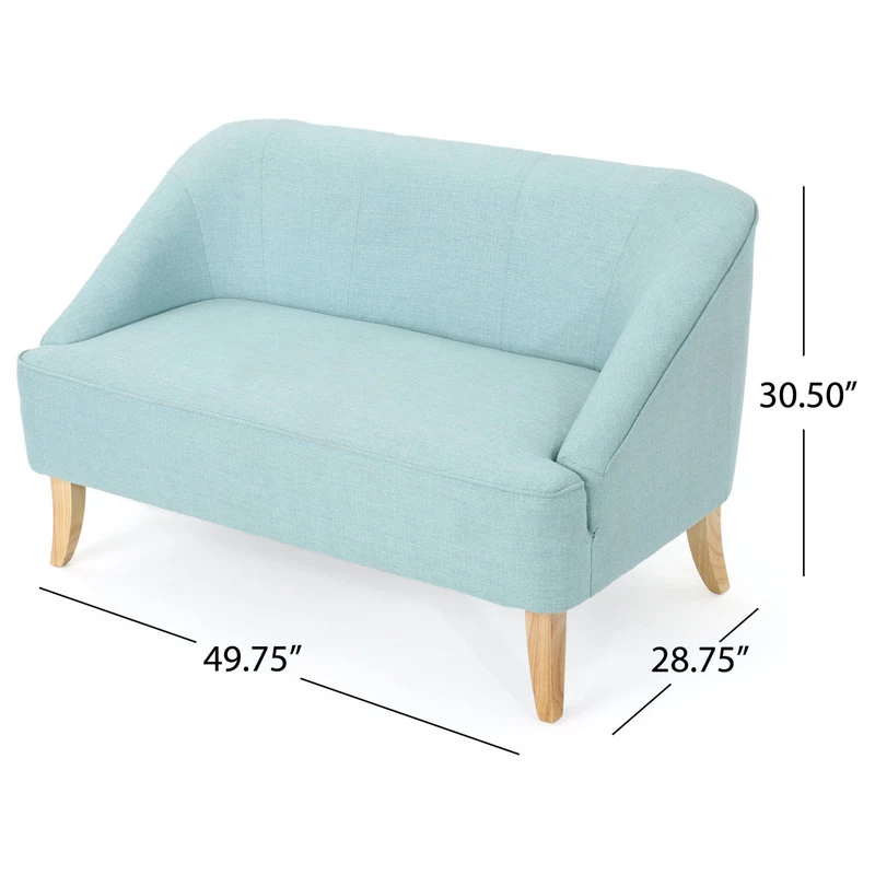GDF Studio Jasper Mid Century Modern Fabric Loveseat, Light Blue - Image 3